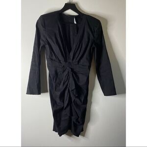 Zara Black Linen Blend Mini Dress Size S